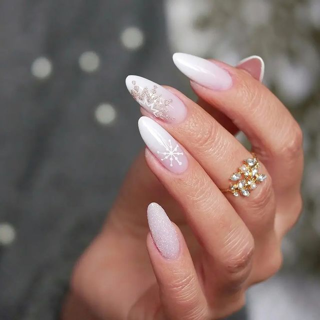 Pink Ombre Winter Nail Art