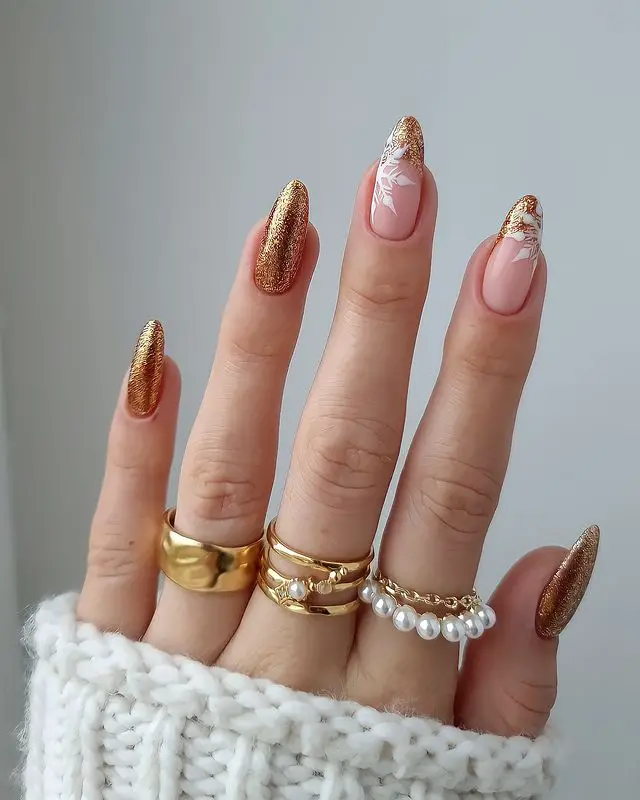 Pink and Gold Nails