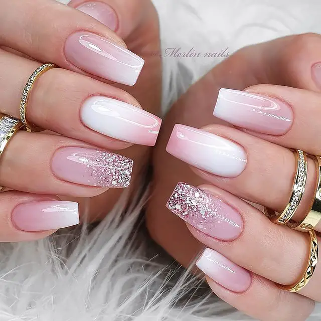 Pink and White Ombre Nails