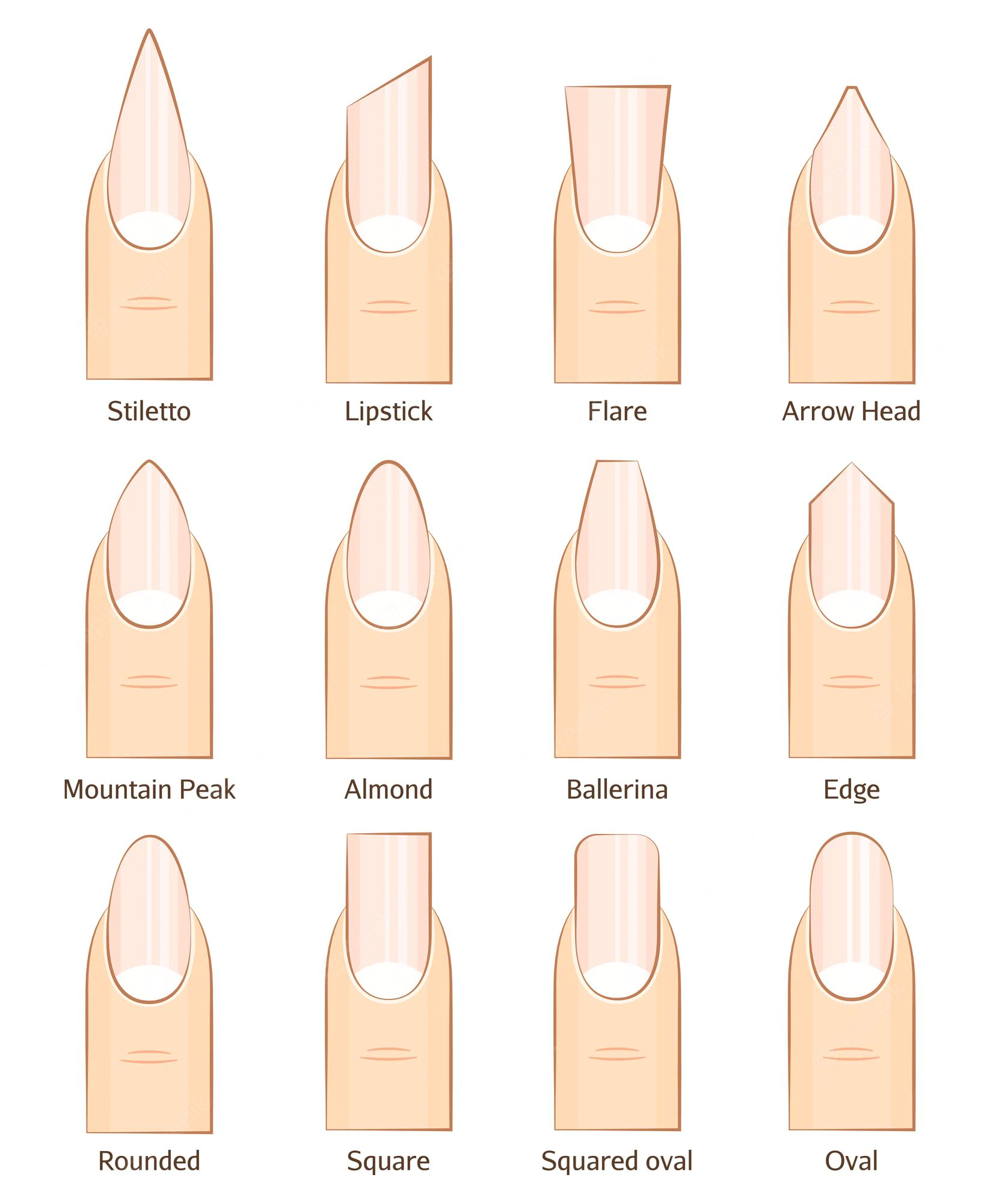 what are the 5 basic nail shapes?