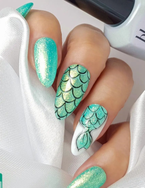 glitter mermaid spring summer nails