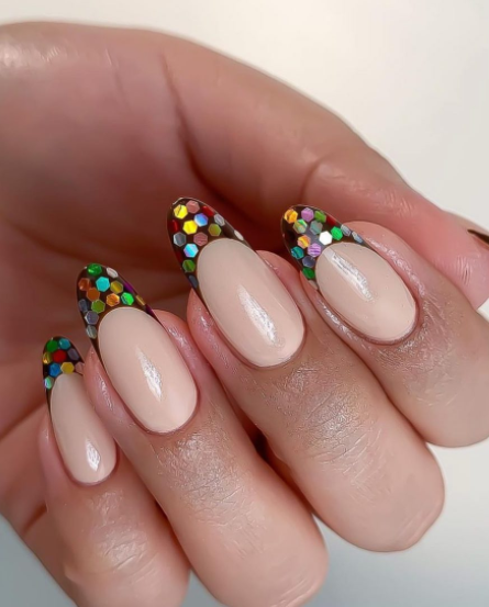 glitter tipped spring summer nail designs