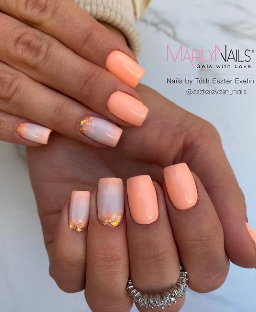 gold coral pastel spring summer nails designs