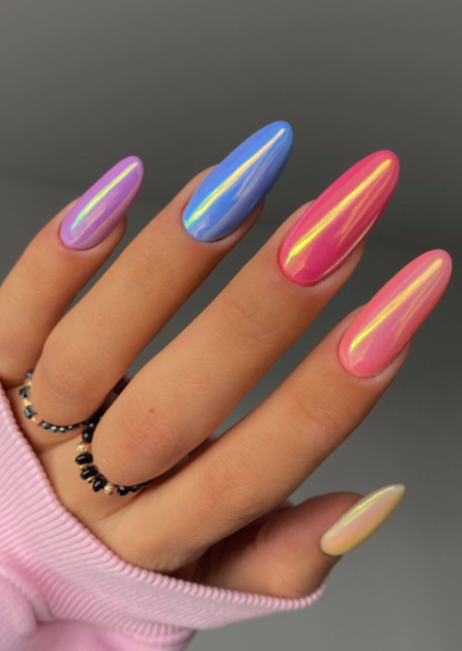 rainbow chromatic spring summer nails designs