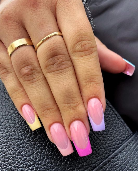 rainbow tipped nails designs summer spring