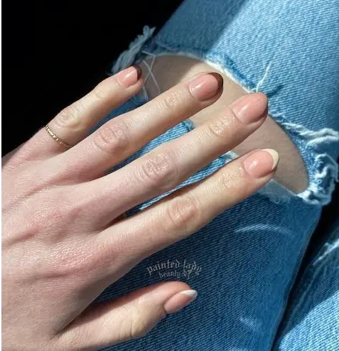 brown and white french tip nails