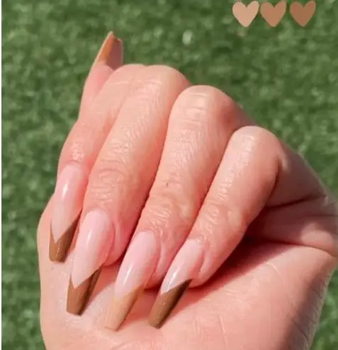 brown french tip square nails