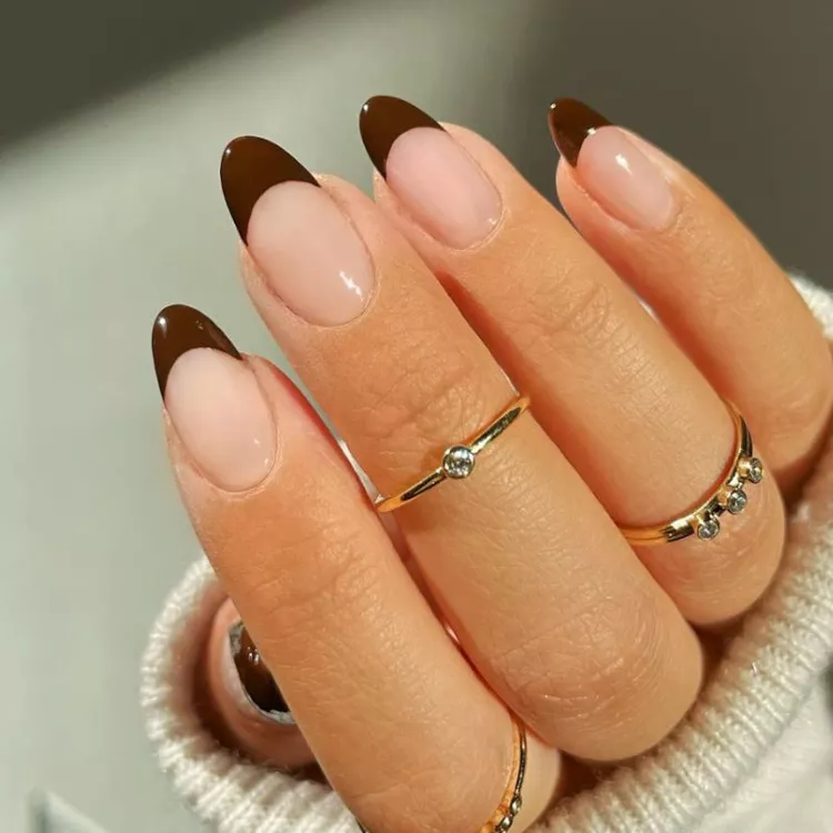 short brown french tip nails