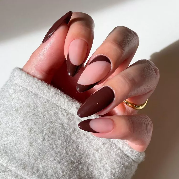 bold brown french tip