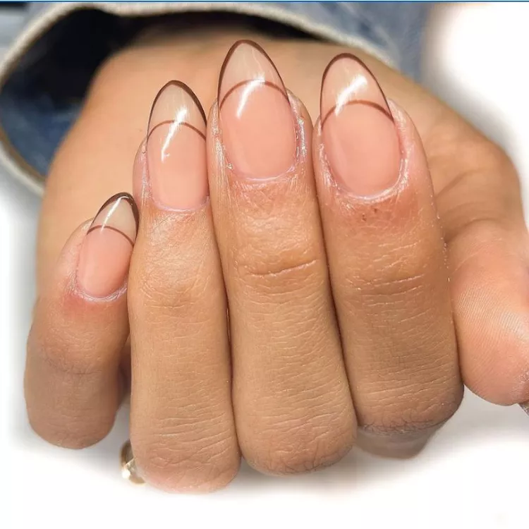 short brown french tip nail