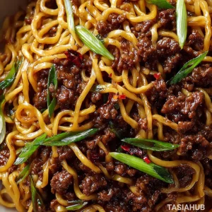 Mongolian ground beef noodles