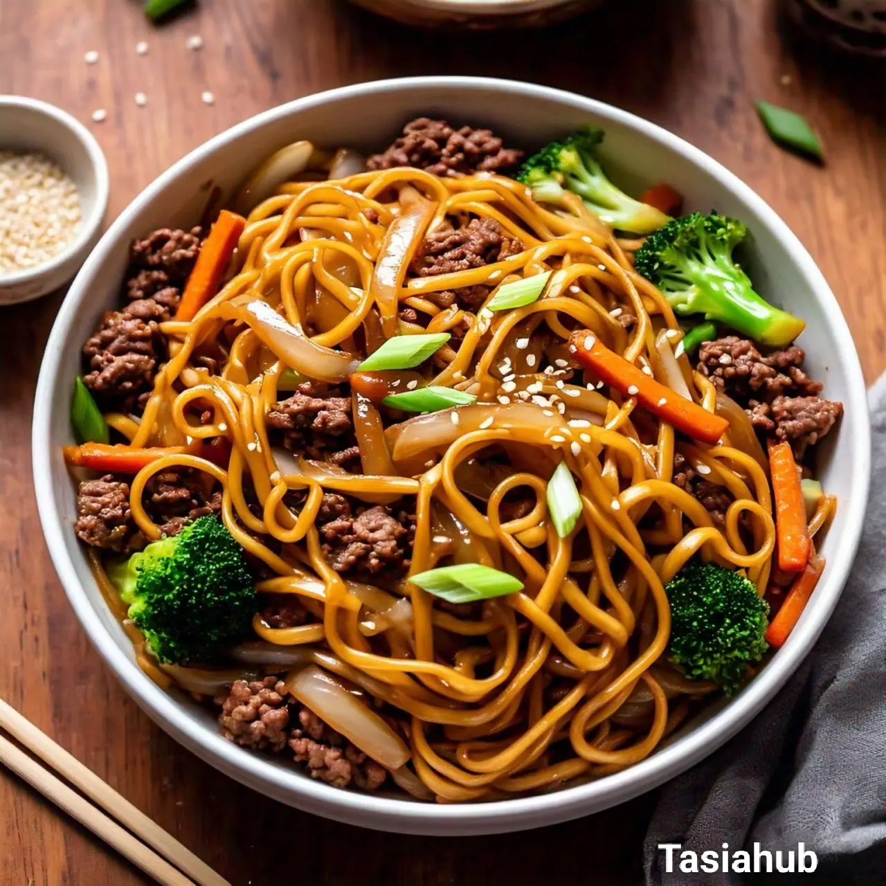 Mongolian Ground Beef Noodles