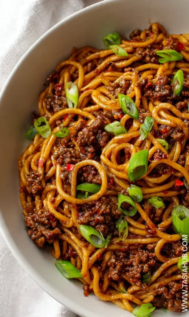Mongolian ground beef noodles recipe