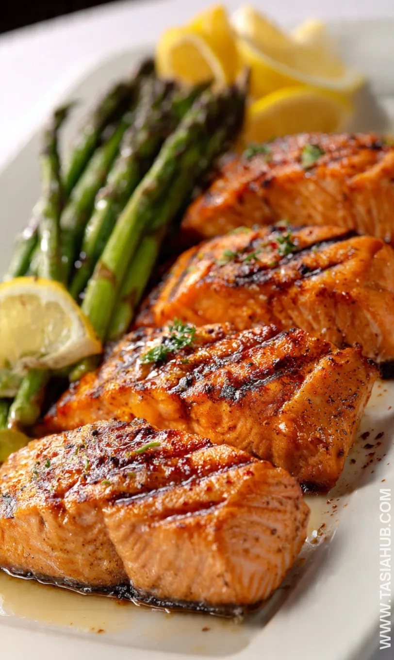 grilled lemon garlic salmon and asparagus
