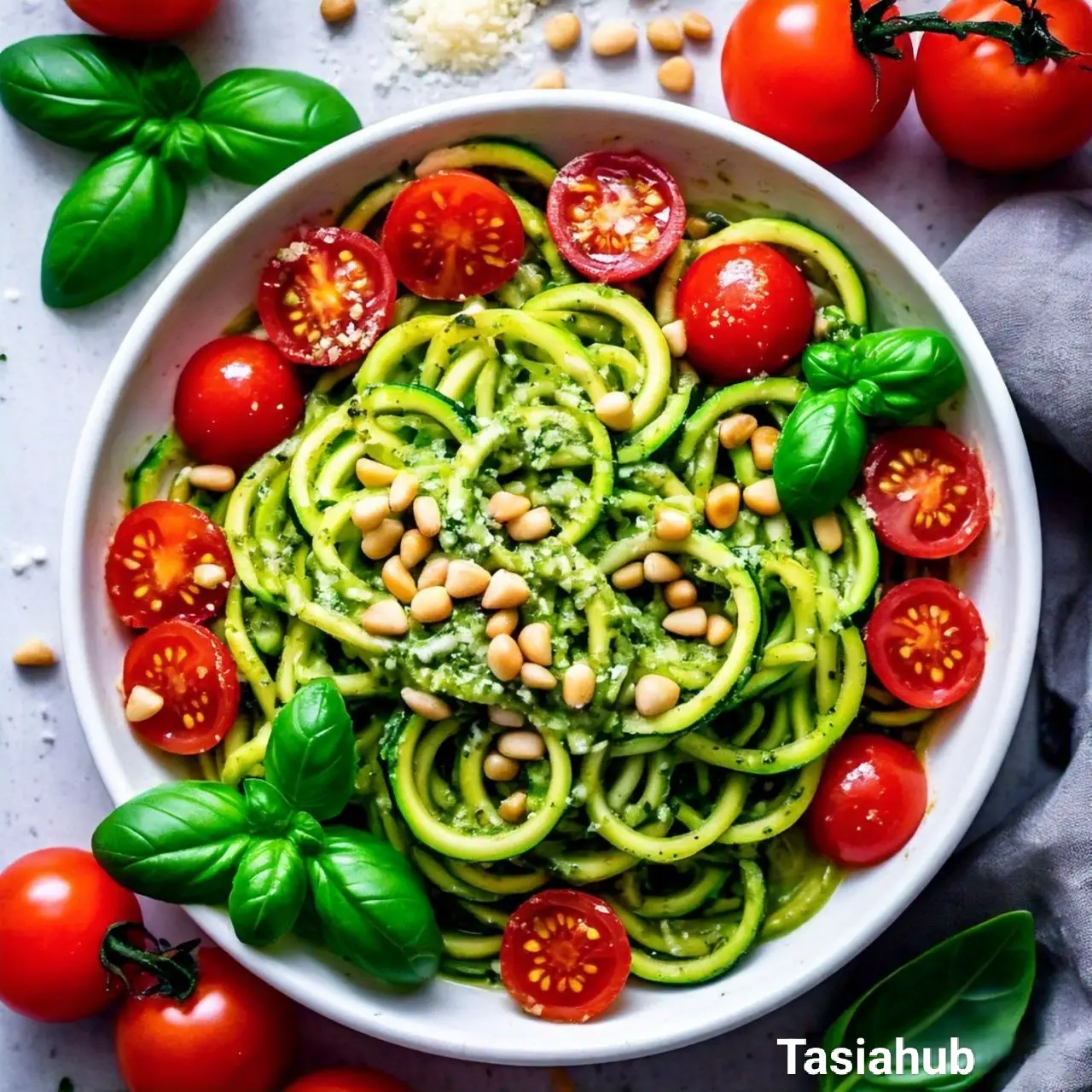 zucchini noodles with pesto sauce
