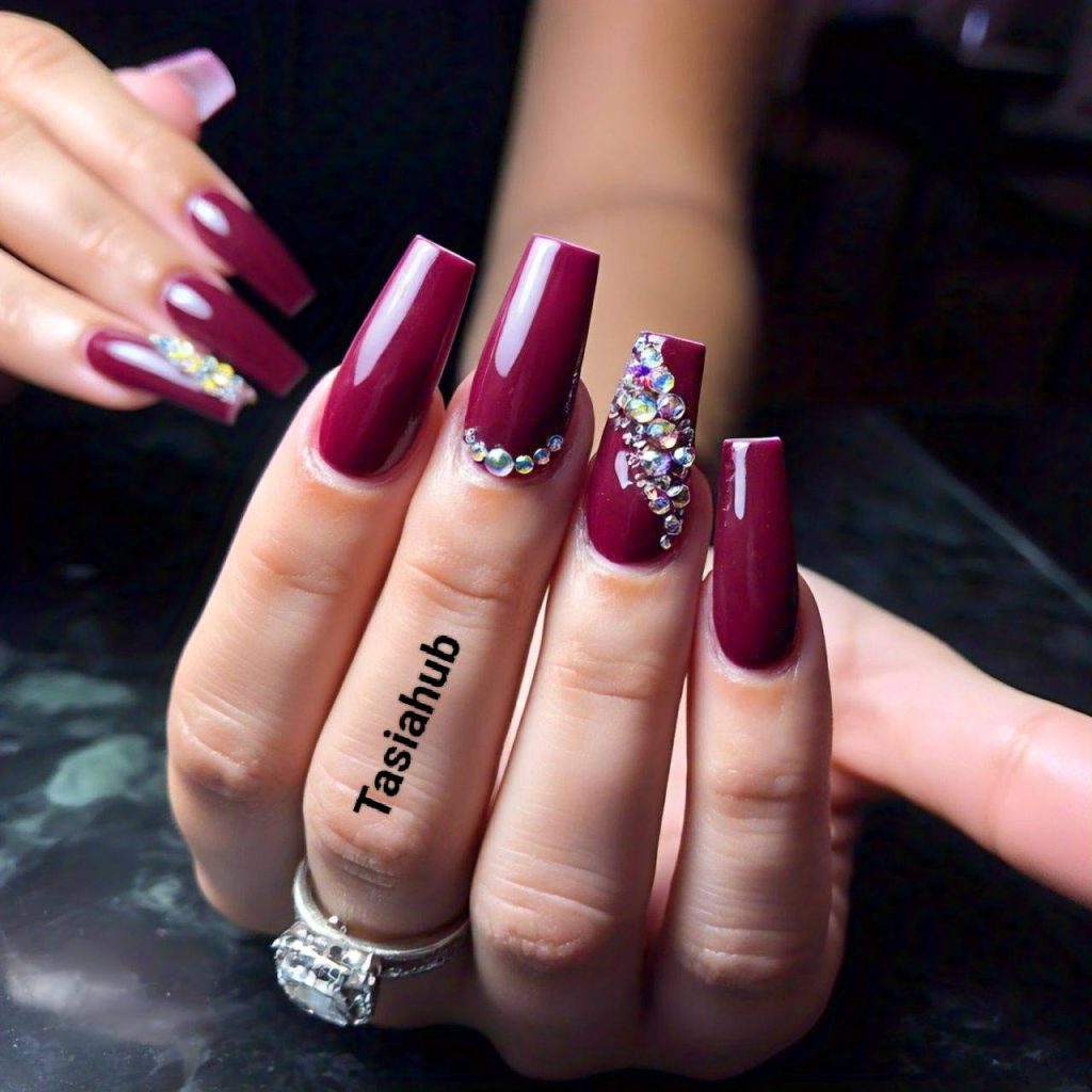 Burgundy and Rhinestone Sparkle