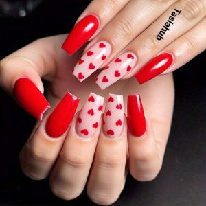20 Stunning Coffin Red Nail Designs - Tasiahub