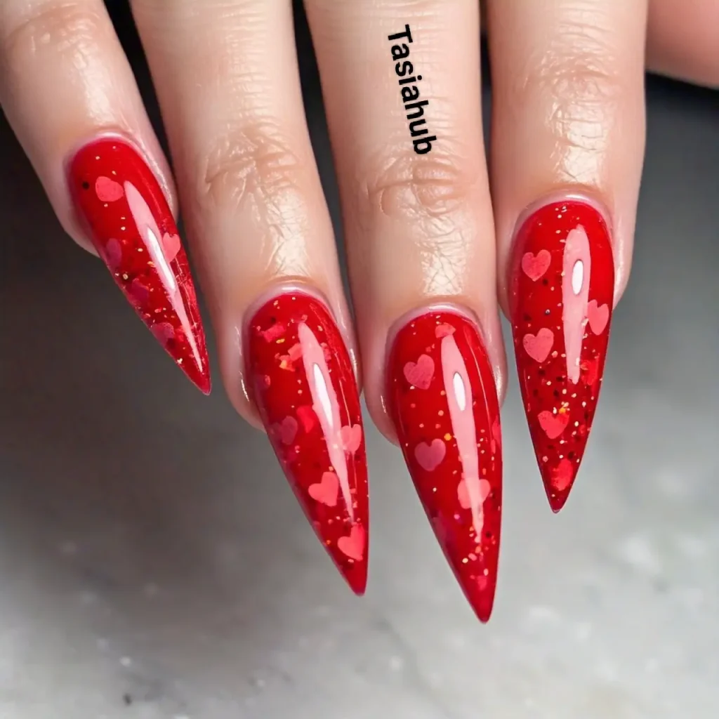 Classic Red Acrylic Nails