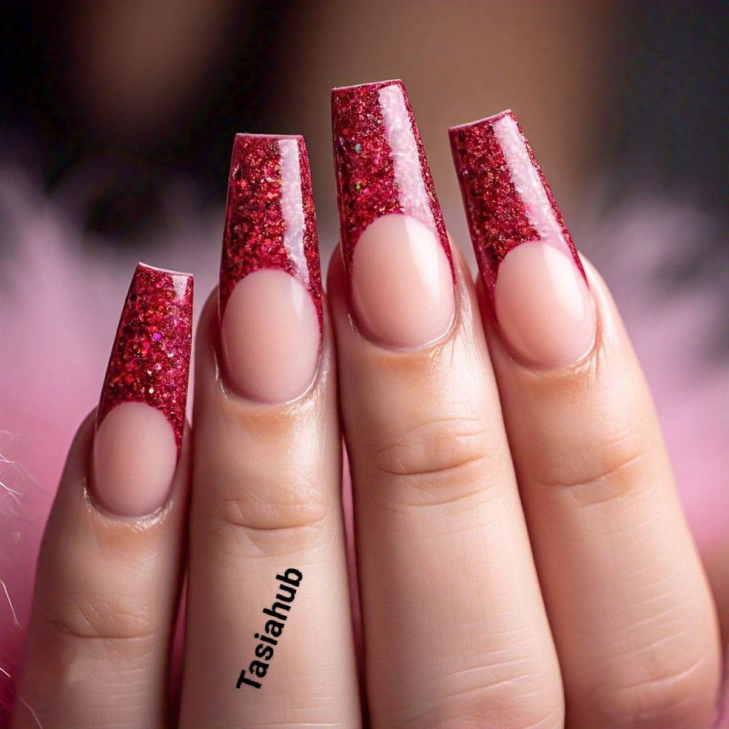 Crimson with Glittered Tips