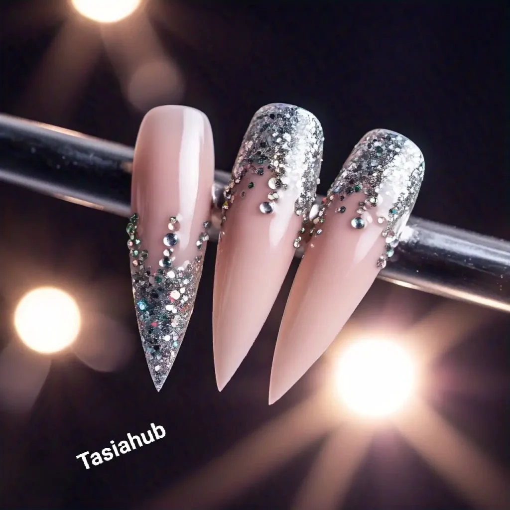 Elegant Prom Nails with Glitter
