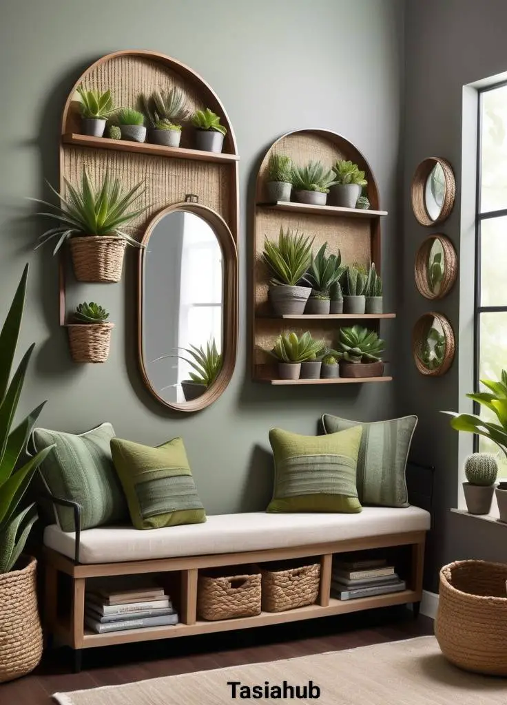 Green Accents on Grey Walls 1