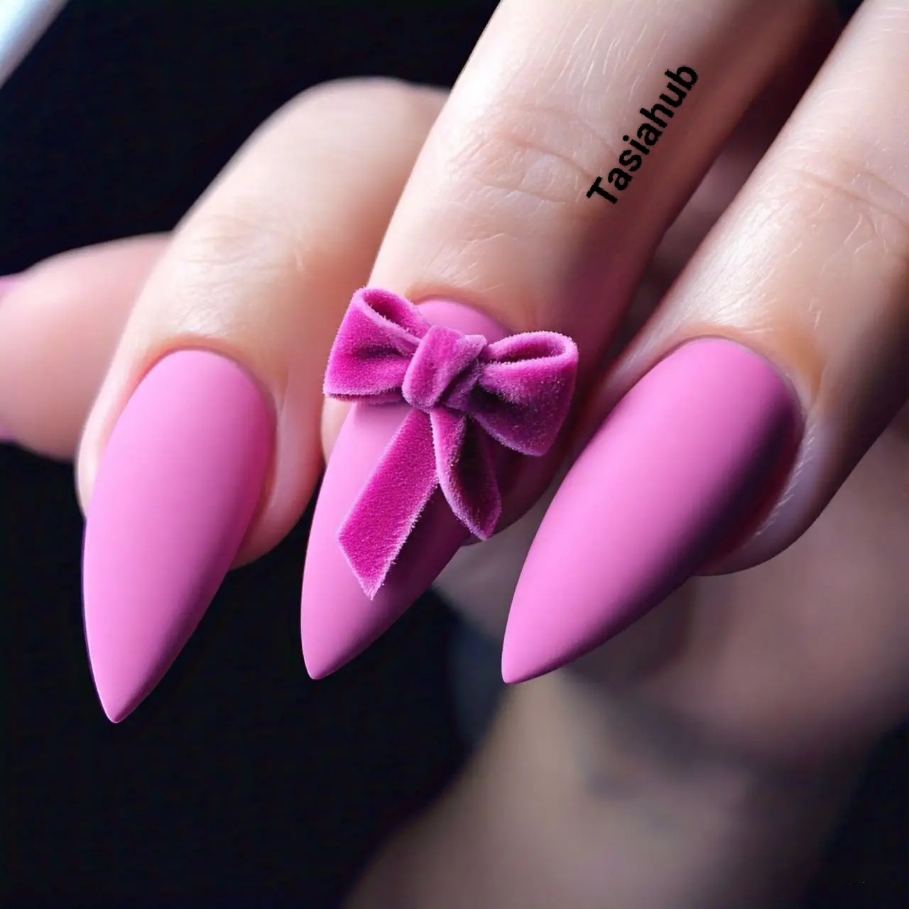 Classy Pink nails with bow