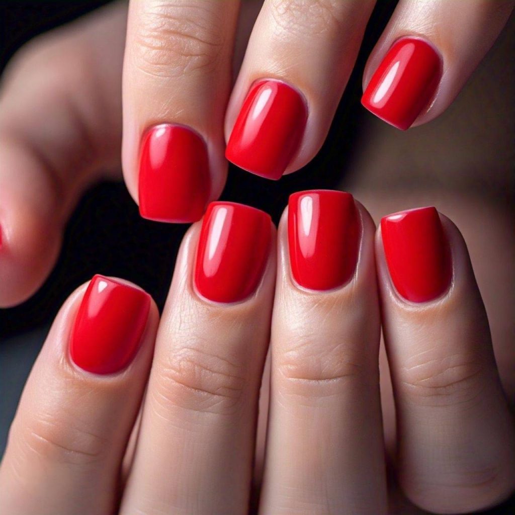 Short Winter Red Nails