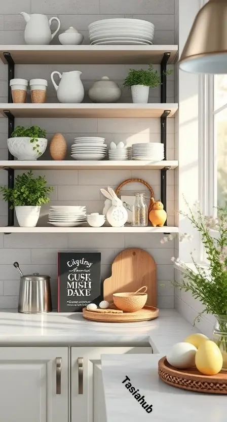 Spring Kitchen Shelf Styling