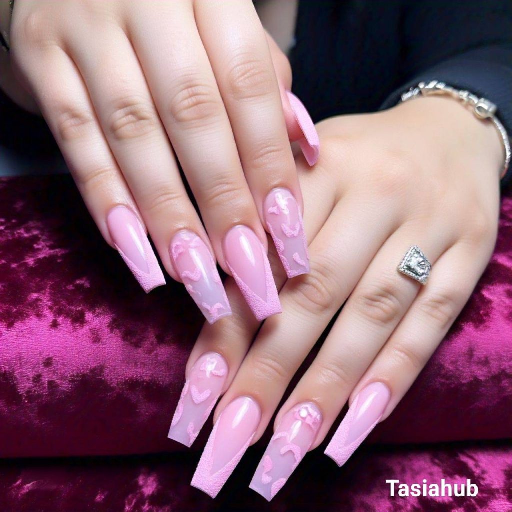 Sweet Pink Glitter French Tips