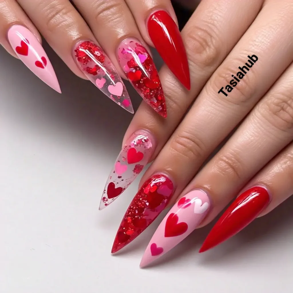 Valentines Day Heart Nails