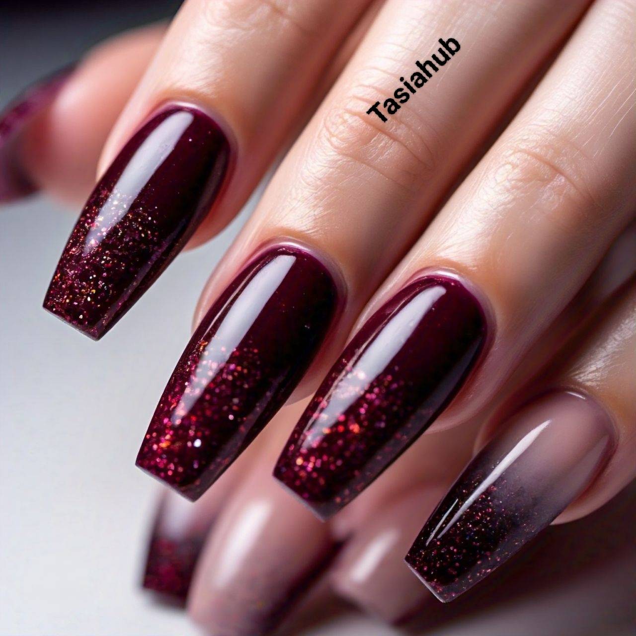 Stunning coffin red nail designs