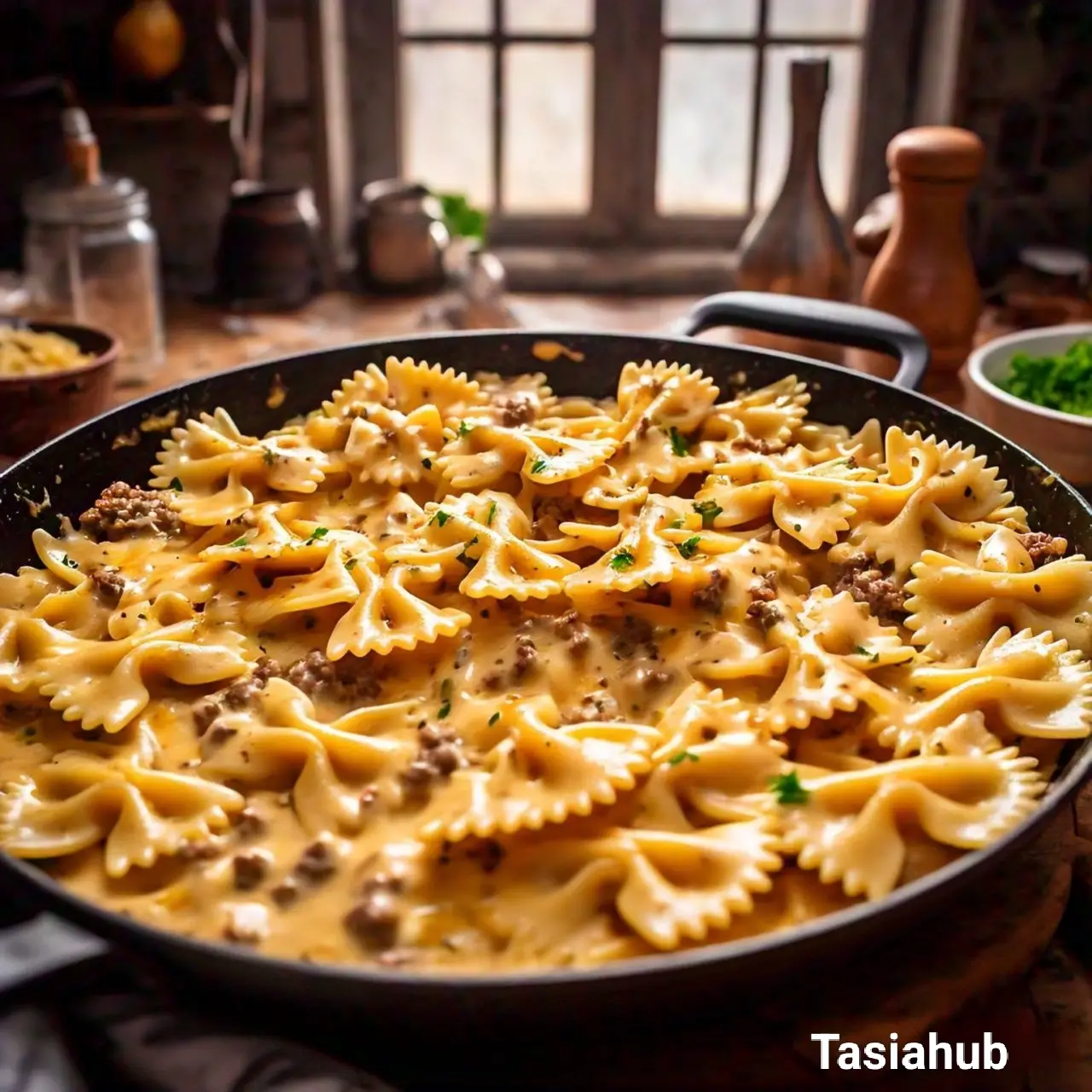 Creamy Bowtie Pasta With Ground Beef Tasiahub