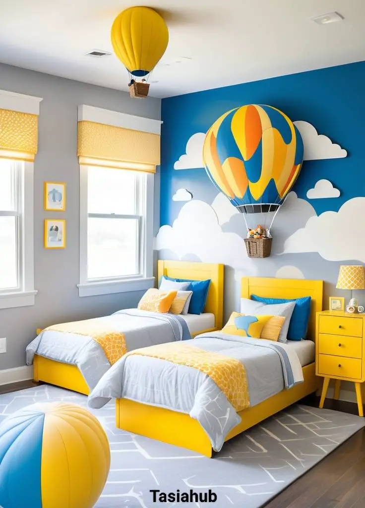 bold colour scheme shared bedroom for toddlers 1