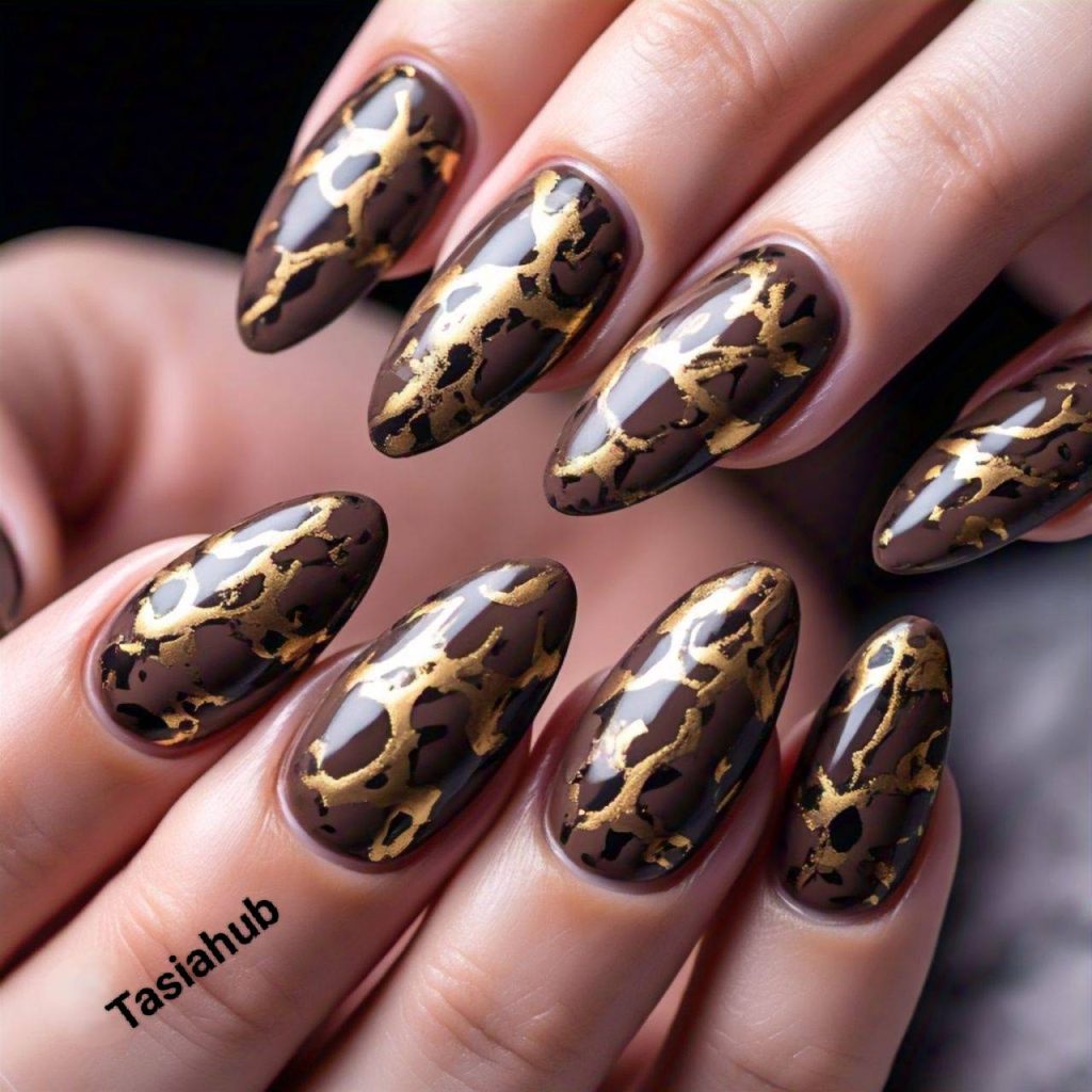brown and leopard nails by