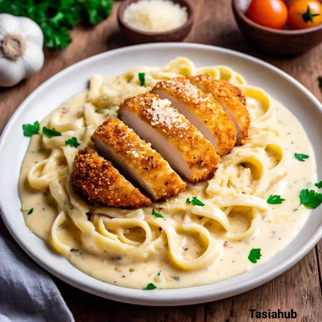 chicken Alfredo fettuccine pasta