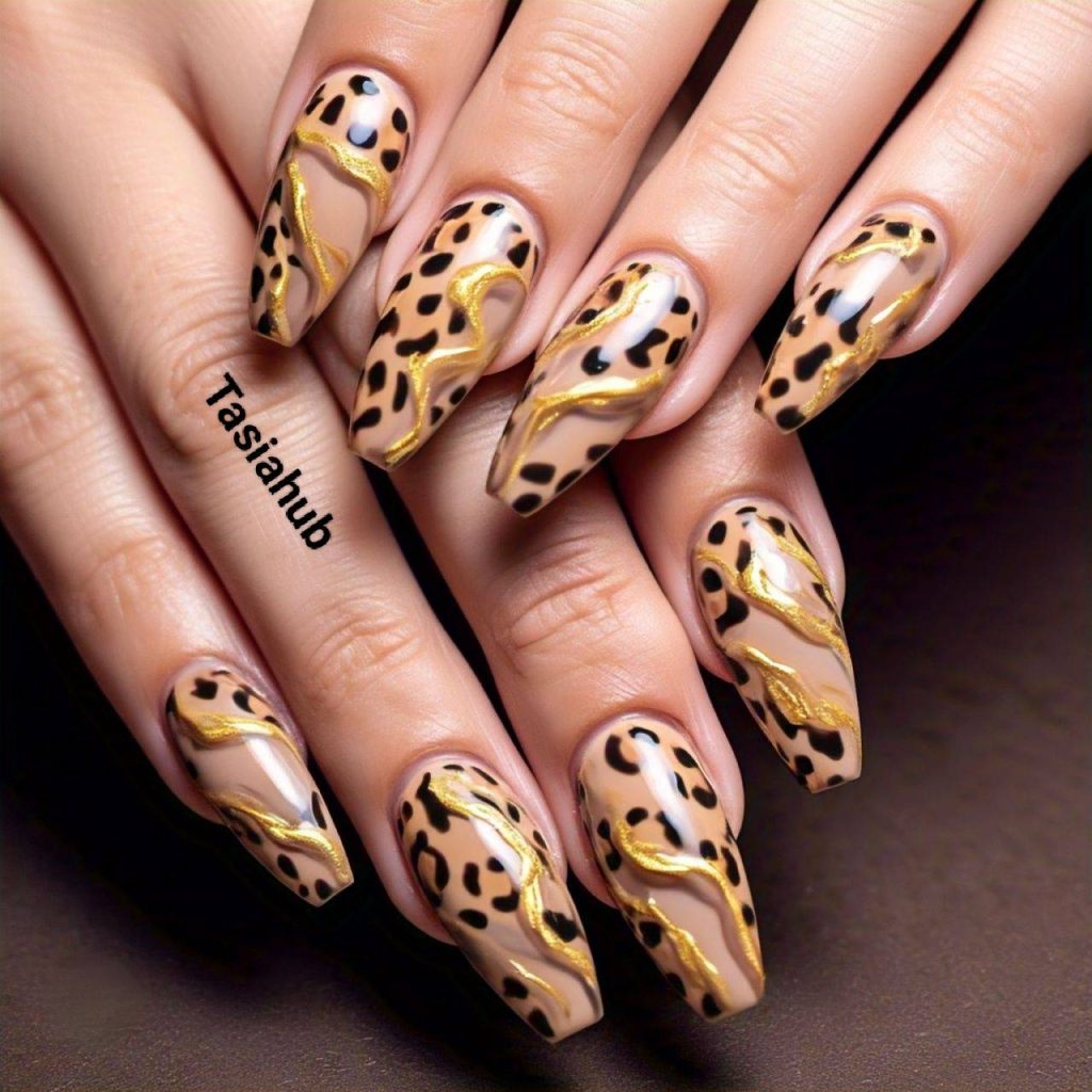 funky nails featuring cheetah prints