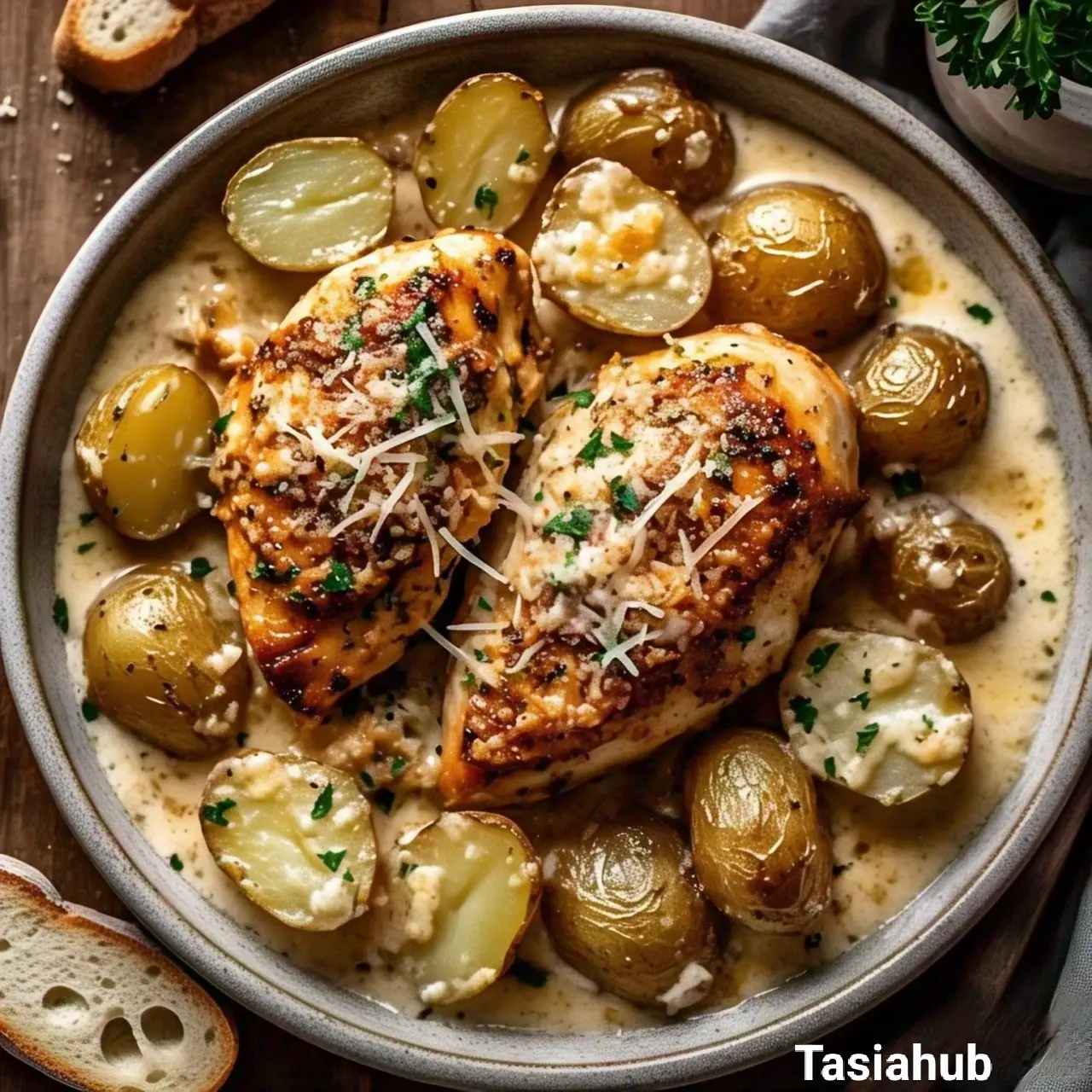 Garlic parmesan chicken and potatoes recipe