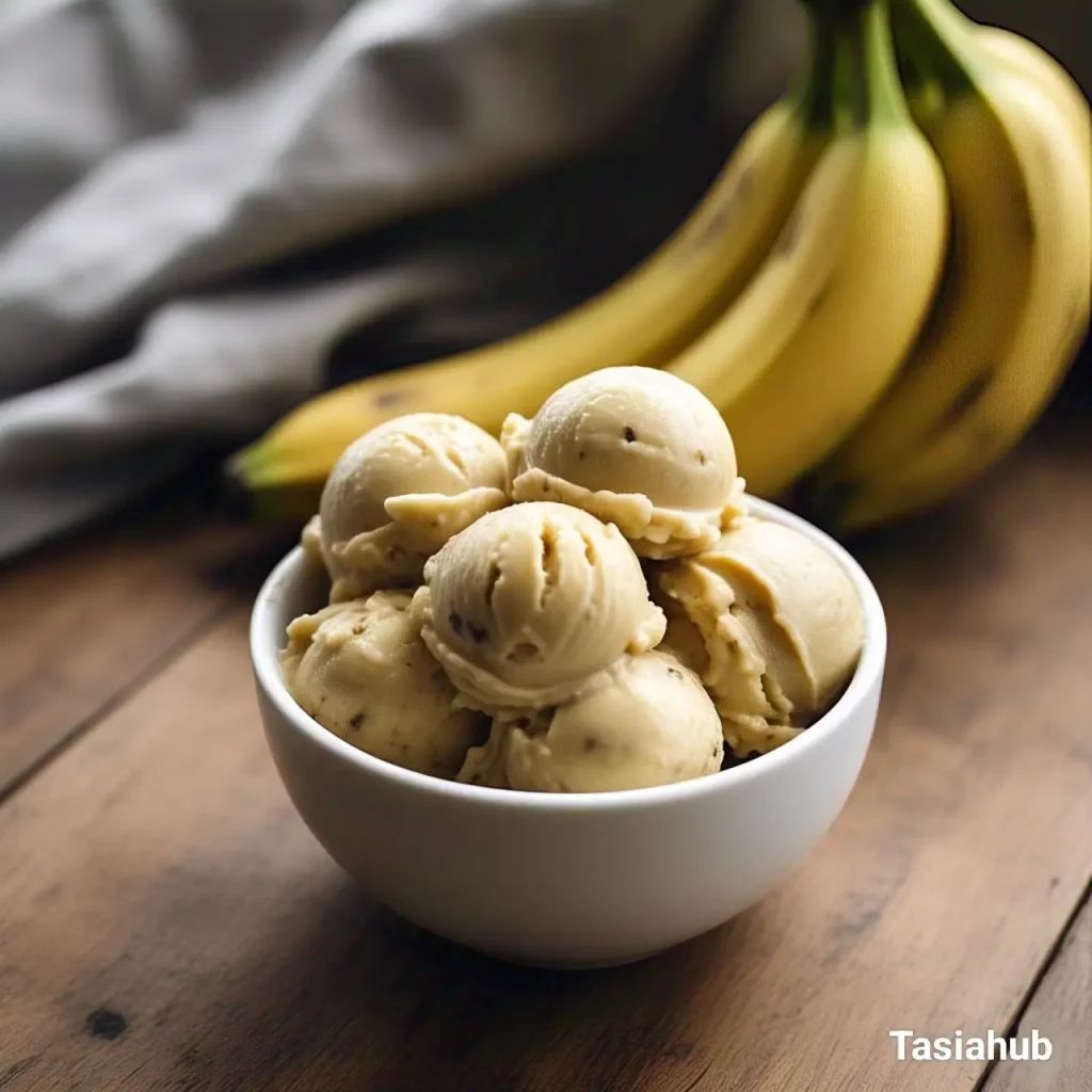 A serving of scooped banana nice cream
