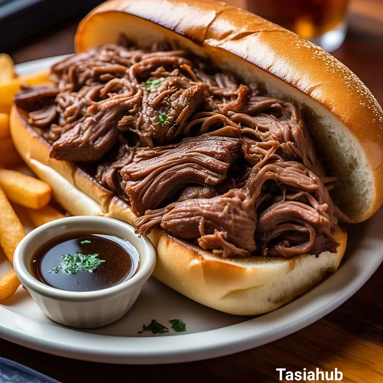 Slow cooker french dip sandwich
