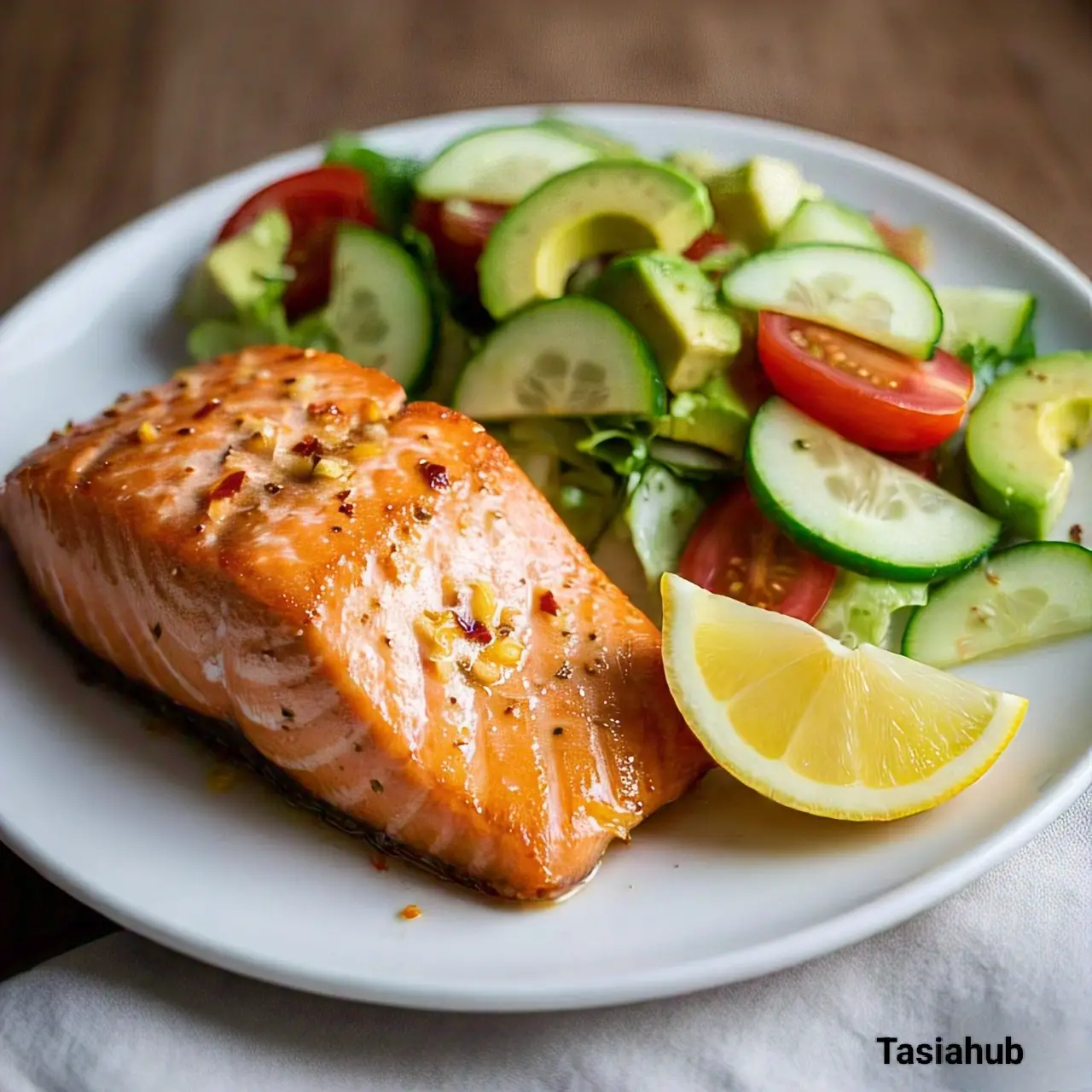 A plate of keto salmon