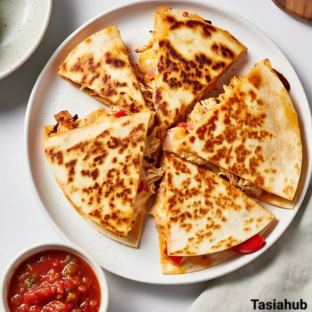 A plate of chicken quesadillla