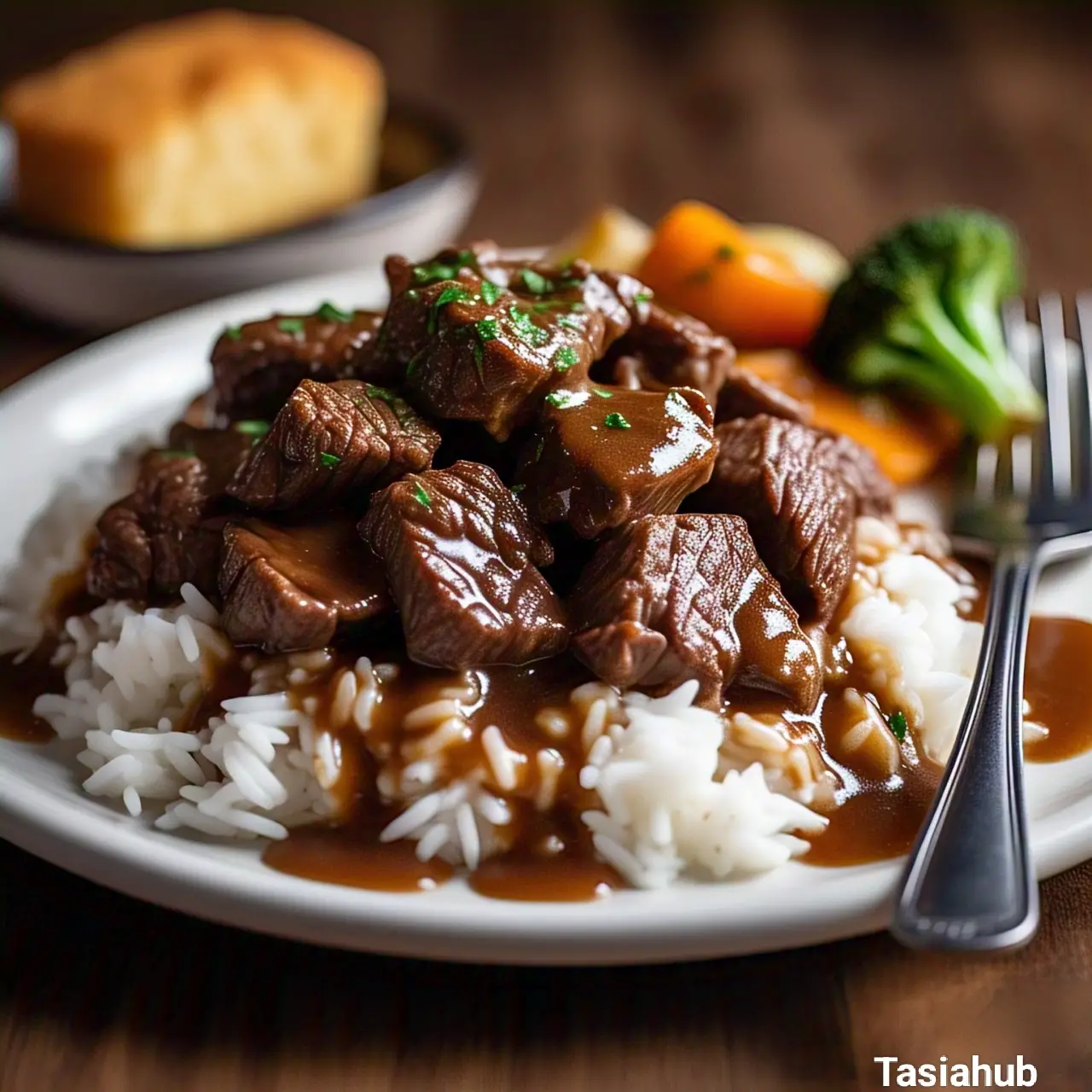 Beef tips and rice