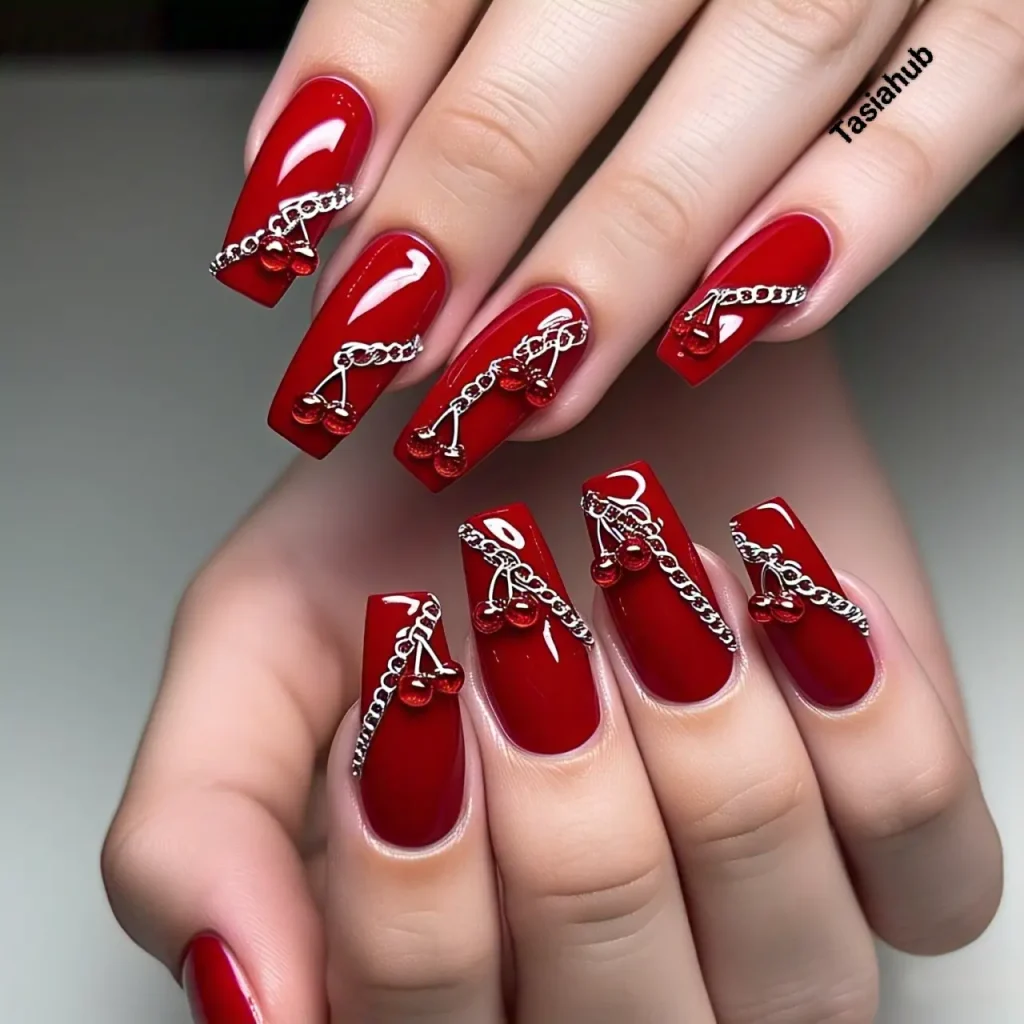 cherry chain nails