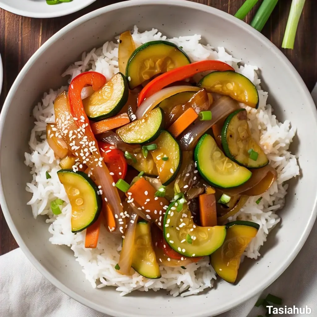 A bowl of zucchini stir fry