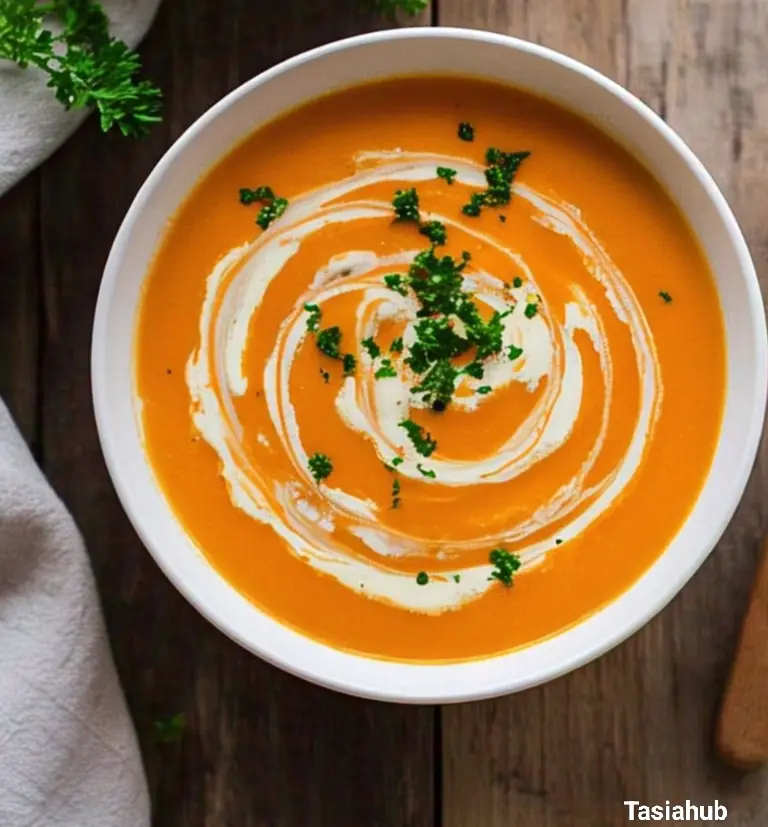 A serving of carrot soup