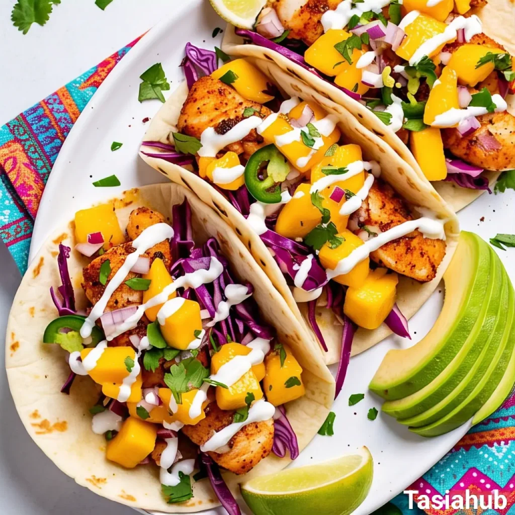 Fish tacos with mango salsa
