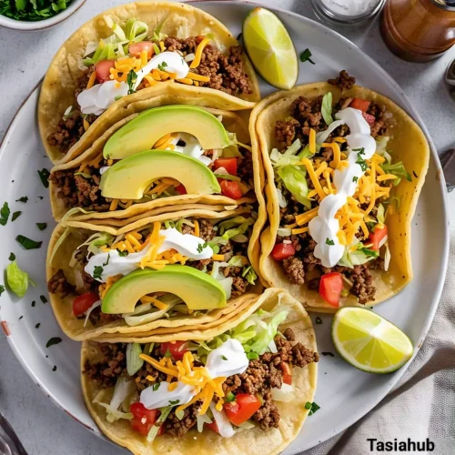 A platter of ground beef tacos