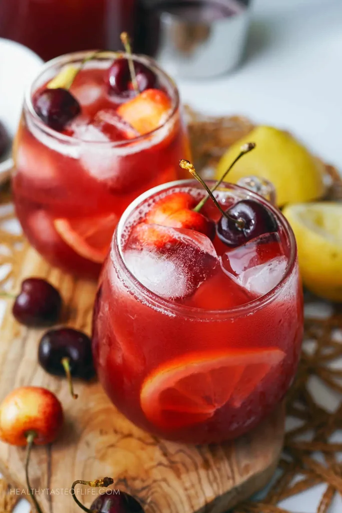 cherry lemonade in glasses 1