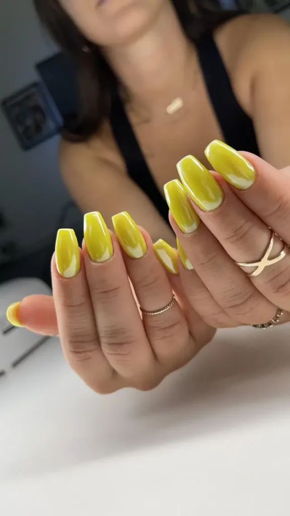 neon yellow white chrome hard gel overlay on my clients v0 2sfdom1yjo6b1