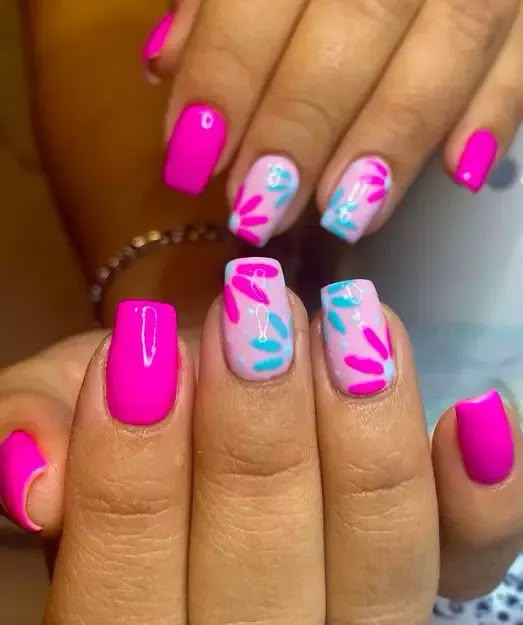 summer pink nails